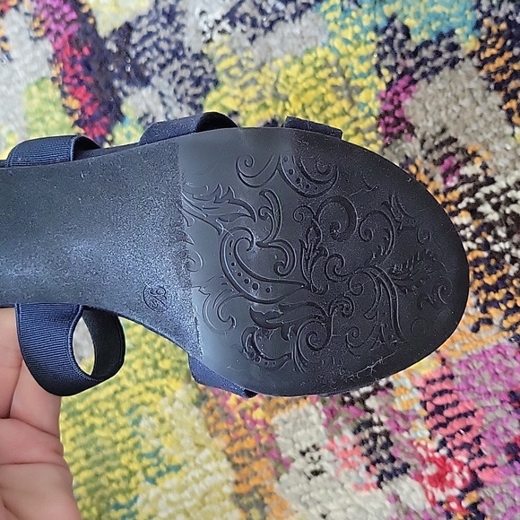 Navy blue suede strappy heels with zipper back, size 9 - Picture 12 of 14